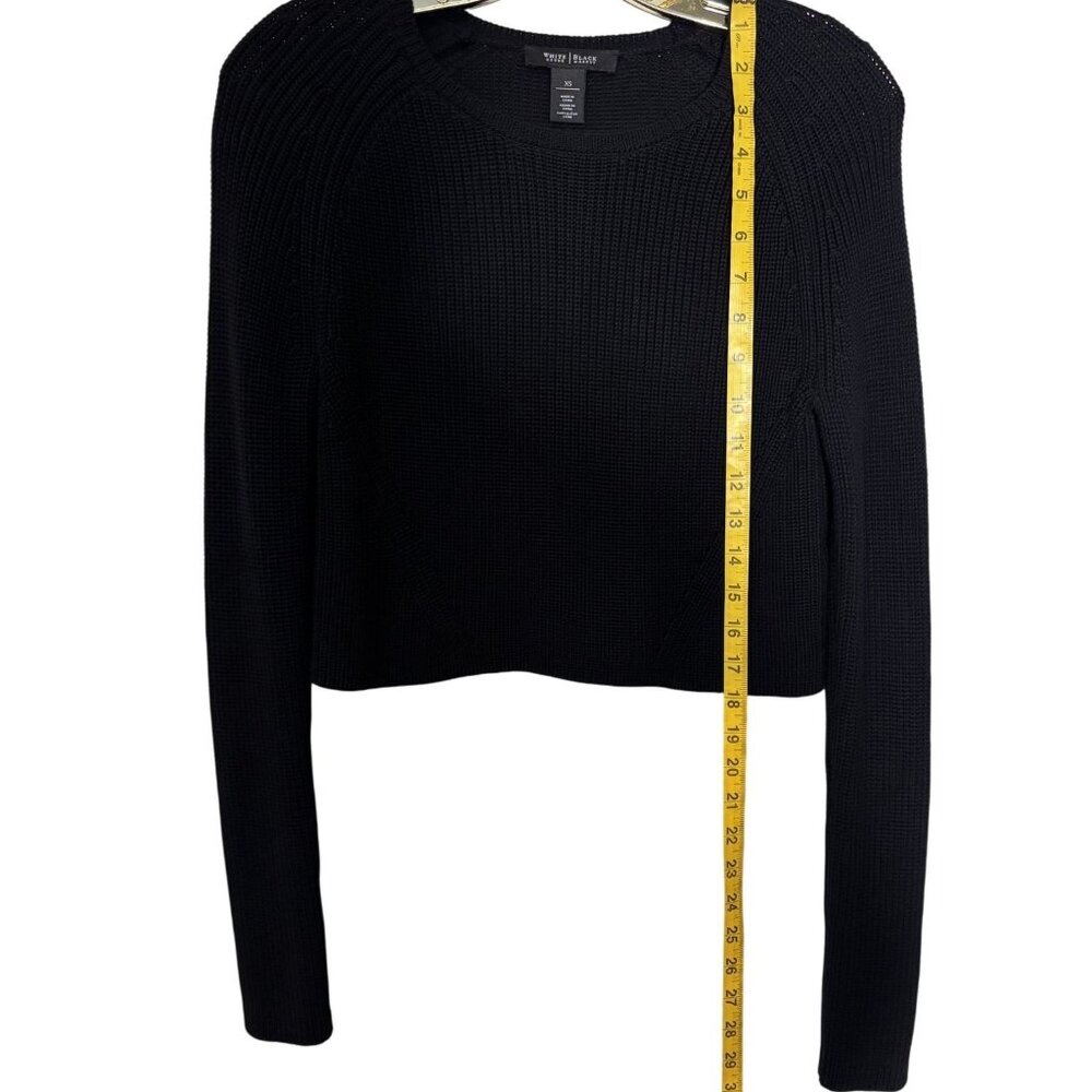 White House Black Market XS Black Knit Cropped Sweater Womens Long Sleeve - Picture 5 of 9